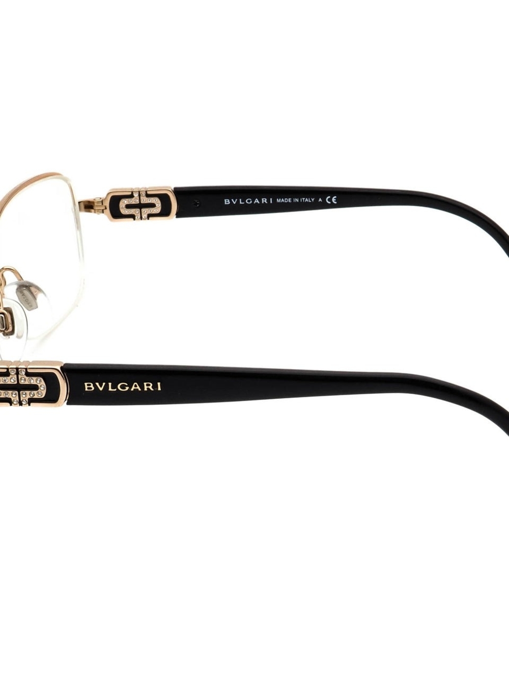 Bulgari Black and Gold Women's Eyeglass Frames w/ Crystal Accent +Medicated Lens
